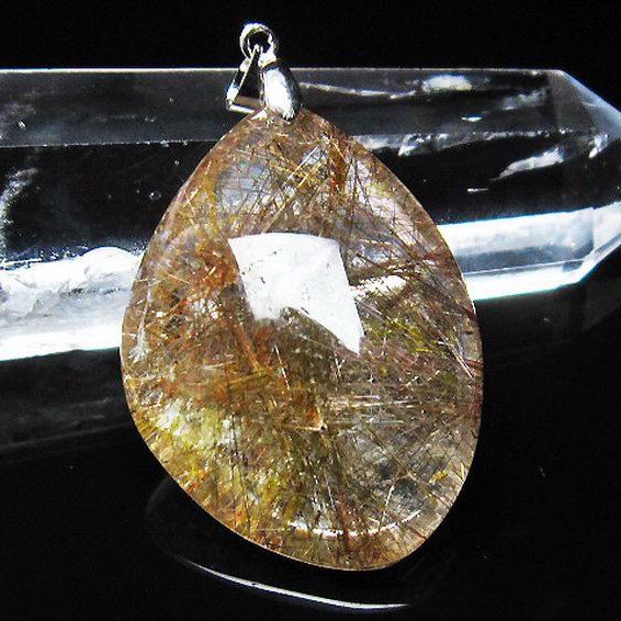 プラチナルチル入水晶 ペンダント [T12-1668]