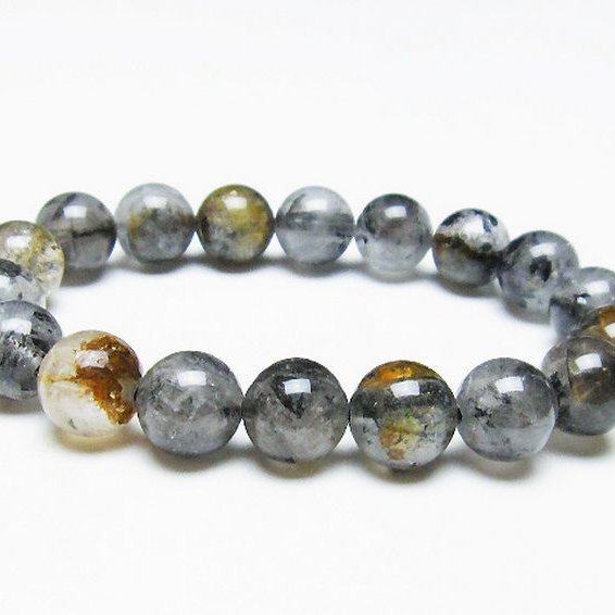 ブラックエレスチャルクォーツ 骸骨水晶 ブレスレット 11mm