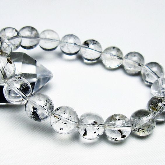 【超希少】エレスチャルクオーツ（骸骨水晶） 約4.7kg ブラジル産 ブラックエレスチャルクォーツ 骸骨水晶 ブレスレット 11mm [t124-5298]