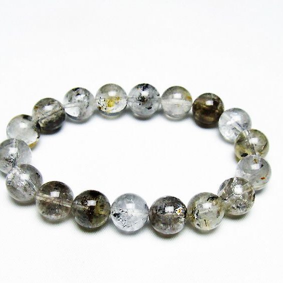 ブラックエレスチャルクォーツ 骸骨水晶 ブレスレット 11mm [T124-5299]