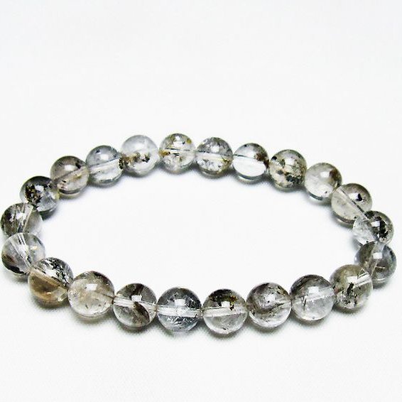 ブラックエレスチャルクォーツ 骸骨水晶 ブレスレット 9mm [T124-5310]