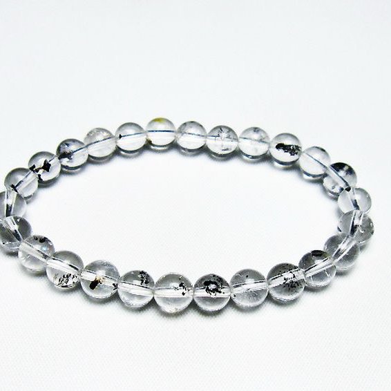 ブラックエレスチャルクォーツ 骸骨水晶 ブレスレット 7mm [T124-5331]