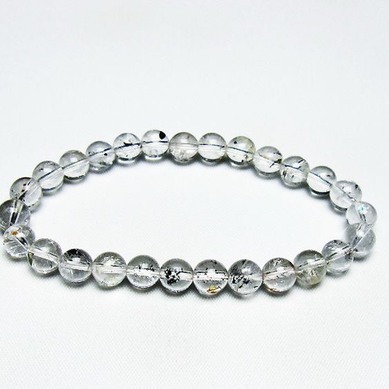 ブラックエレスチャルクォーツ 骸骨水晶 ブレスレット 7mm [T124-5332]