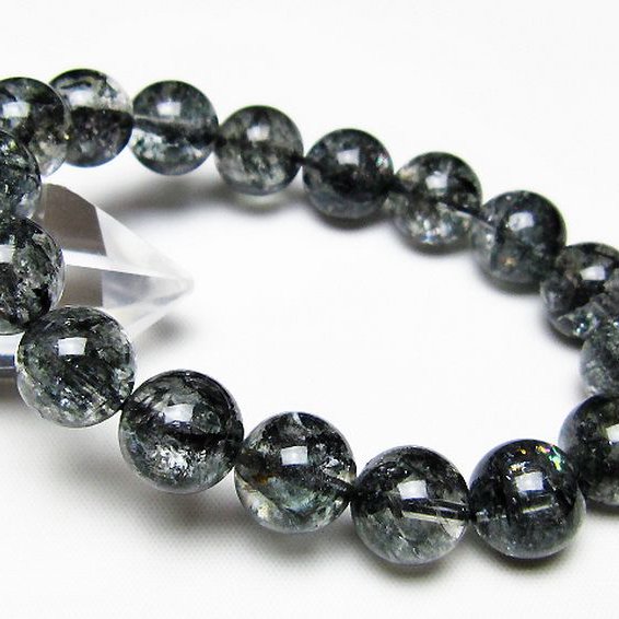 ブラックエレスチャルクォーツ 骸骨水晶 ブレスレット 12mm [t124-5673]
