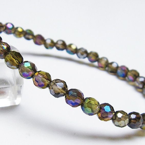 レインボーオーラ 64面カット ブレスレット 5mm [T125-6098]