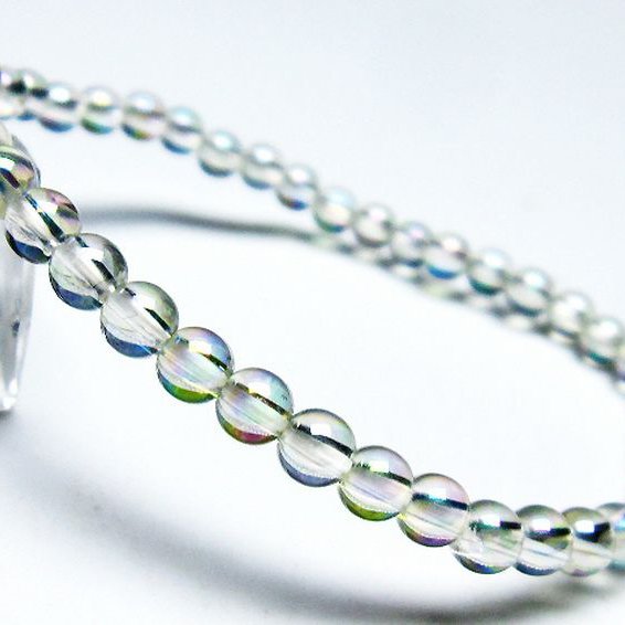 レインボーオーラ水晶 ブレスレット 4mm [T125-6261]