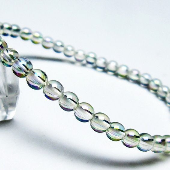 レインボーオーラ水晶 ブレスレット 4mm [T125-6265]