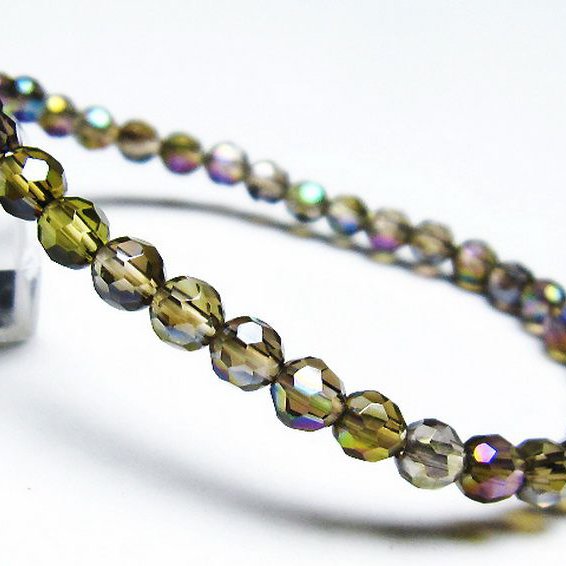 レインボーオーラ 64面カット ブレスレット 5mm [T125-6306]