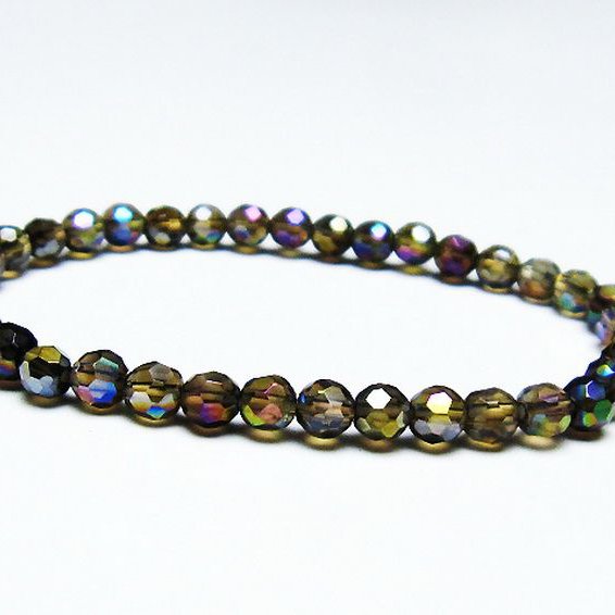 レインボーオーラ 64面カット ブレスレット 5mm [T125-6323]