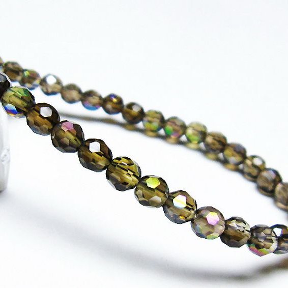 レインボーオーラ 64面カット ブレスレット 5mm [T125-6326]