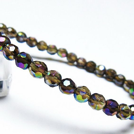 レインボーオーラ 64面カット ブレスレット 5mm [T125-6335]