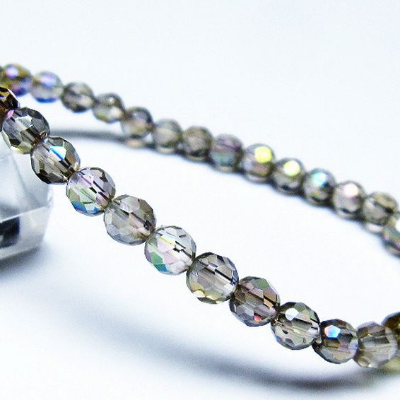 レインボーオーラ 64面カット ブレスレット 5mm [T125-6411]