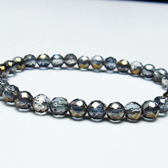 レインボーオーラ 64面カット ブレスレット 6mm [T125-6429]