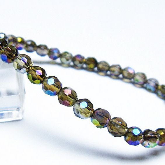 レインボーオーラ 64面カット ブレスレット 5mm [T125-6444]