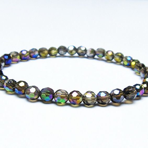 レインボーオーラ 64面カット ブレスレット 5mm [T125-6447]