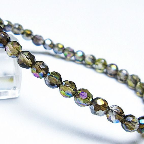 レインボーオーラ 64面カット ブレスレット 5mm [T125-6450]