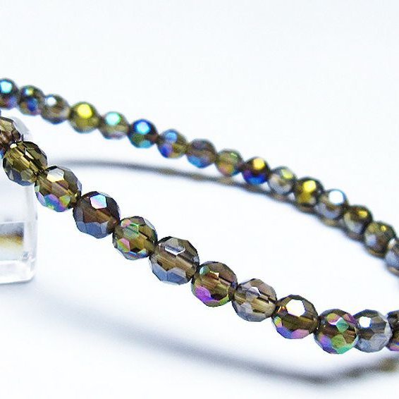 レインボーオーラ 64面カット ブレスレット 5mm [T125-6451]