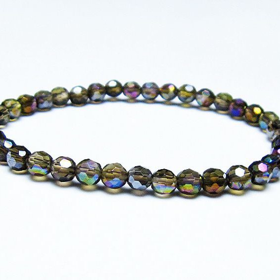 レインボーオーラ 64面カット ブレスレット 5mm [T125-6452]
