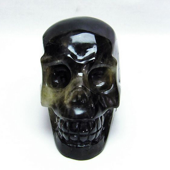 モリオン 純天然 黒水晶 ドクロ 置物[T130-2002]