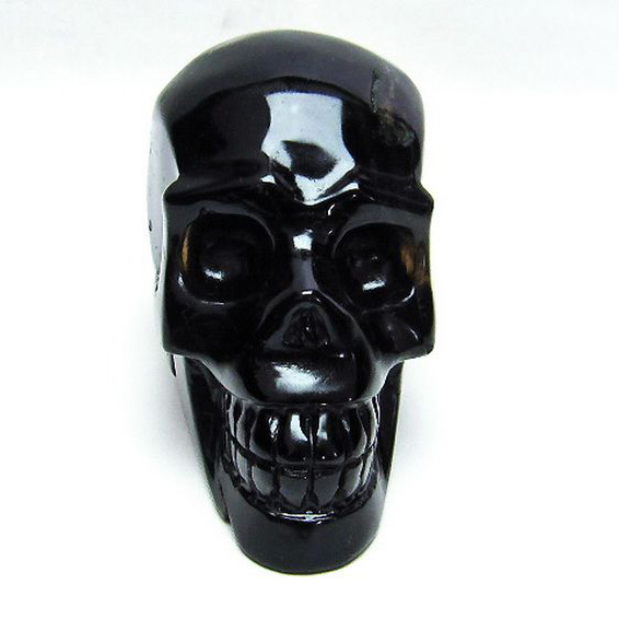 モリオン 純天然 黒水晶 ドクロ 置物[T130-2025]