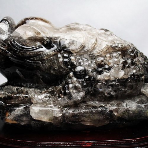 14Kg ライトニング水晶金蟾 置物 同梱不可 [T130-509]