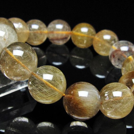 金針ルチル水晶 ブレスレット 17mm [t132-15953]