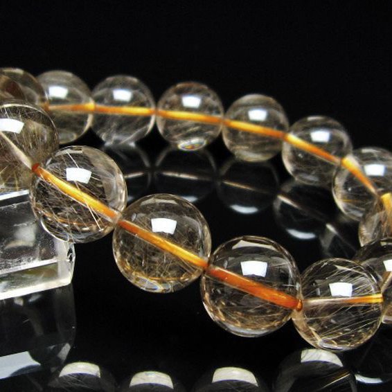 金針ルチル水晶 ブレスレット 14mm [t132-16022]