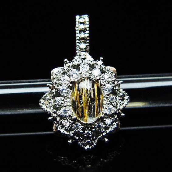 ファイナルグレード金針ルチル水晶 ペンダント [T134-4344]