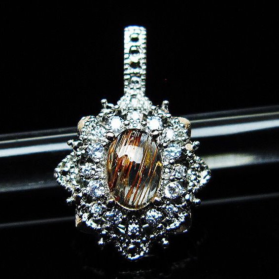 ファイナルグレード金針ルチル水晶 ペンダント [T134-4348]