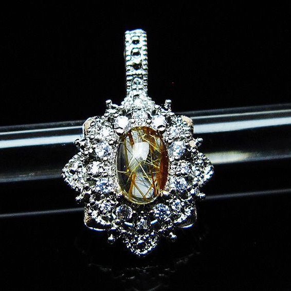 ファイナルグレード金針ルチル水晶 ペンダント [t134-4383]