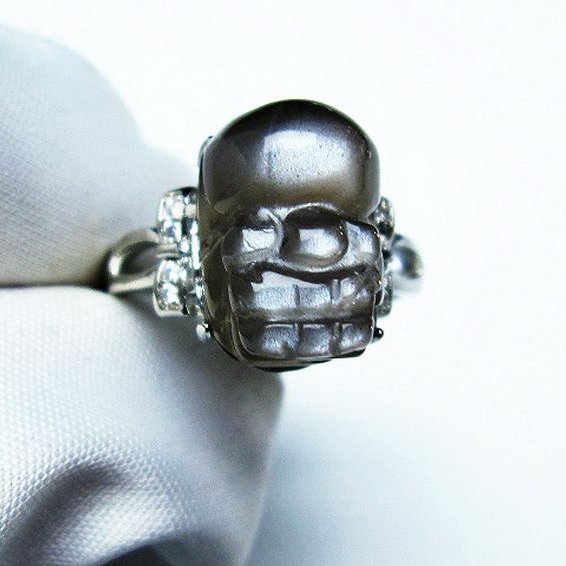 グレームーンストーン ヒキュウ 貔貅 指輪 (15号) [t135-6920]