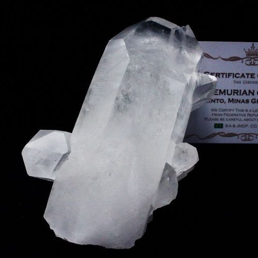 レムリアンシード水晶 ダブルポイント 原石 ミナスジェライス州コリント産 ※証明書付き[T143-2039]