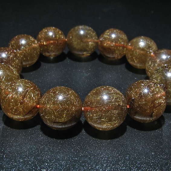 金針ルチル水晶 ブレスレット 18mm [t15-10264]