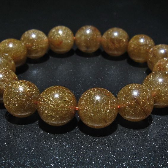 金針ルチル水晶 ブレスレット 14mm [T15-10265]