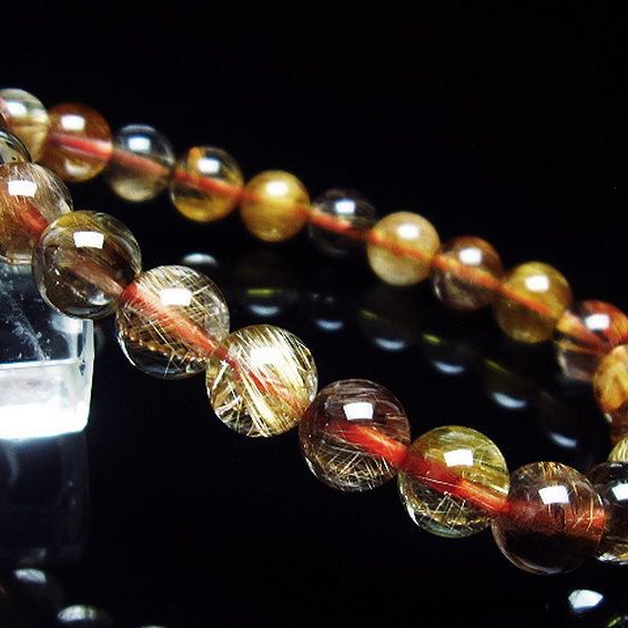 ファイナルグレード金針ルチル水晶 ブレスレット 8mm [T15-10579]