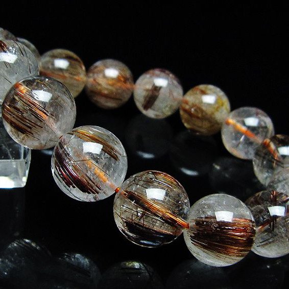 ファイナルグレード金針ルチル水晶 ブレスレット 14mm [T15-10971]