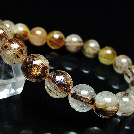 ファイナルグレード金針ルチル水晶 ブレスレット 9mm [T15-11036]