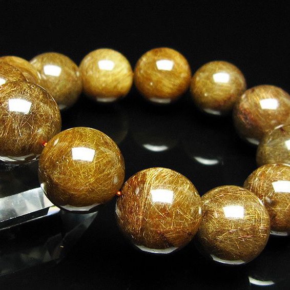 金針ルチル水晶 ブレスレット 18mm [t15-11331]