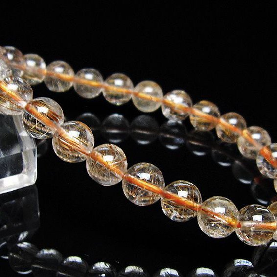 ファイナルグレード金針ルチル水晶 ブレスレット 7mm [t15-11401]