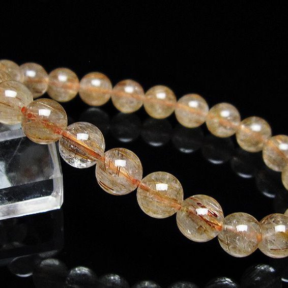 ファイナルグレード金針ルチル水晶 ブレスレット 8mm [t15-11410]