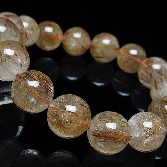 ファイナルグレード金針ルチル水晶 ブレスレット 14mm [t15-11421]