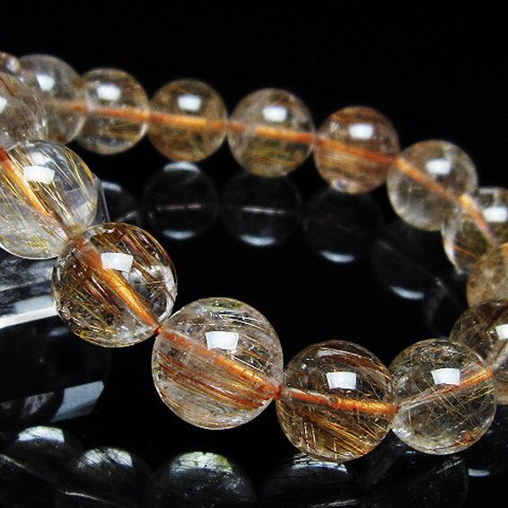 ファイナルグレード金針ルチル水晶 ブレスレット 13mm [t15-11449]