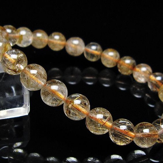 ファイナルグレード金針ルチル水晶 ブレスレット 8mm [t15-11472]