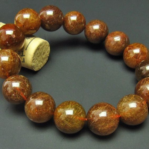 金針ルチル水晶 ブレスレット 15mm [T15-9601]