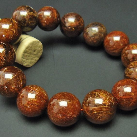 金針ルチル水晶 ブレスレット 17mm [T15-9626]