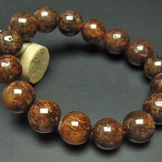 金針ルチル水晶 ブレスレット 14mm [t15-9639]