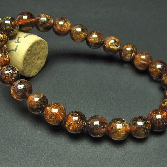 金針ルチル水晶 ブレスレット 9mm [t15-9648]