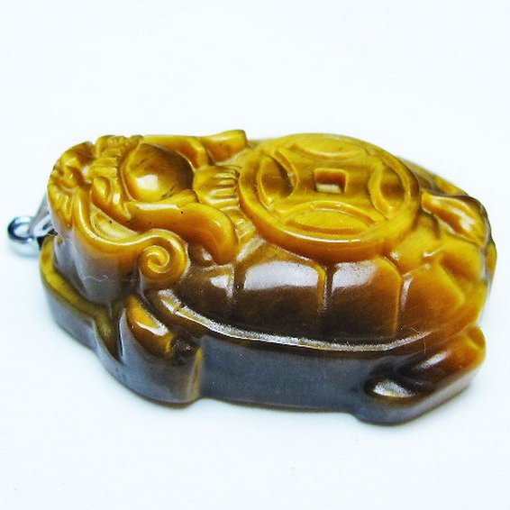 タイガーアイ 龍亀 ペンダント [T157-3046]