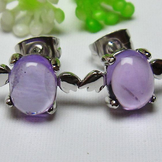 アメジスト天使ピアス[T158-5370]