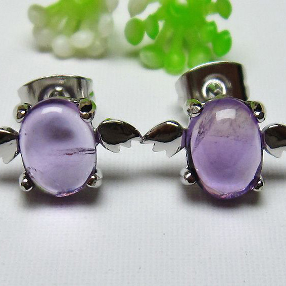 アメジスト天使ピアス[T158-5380]